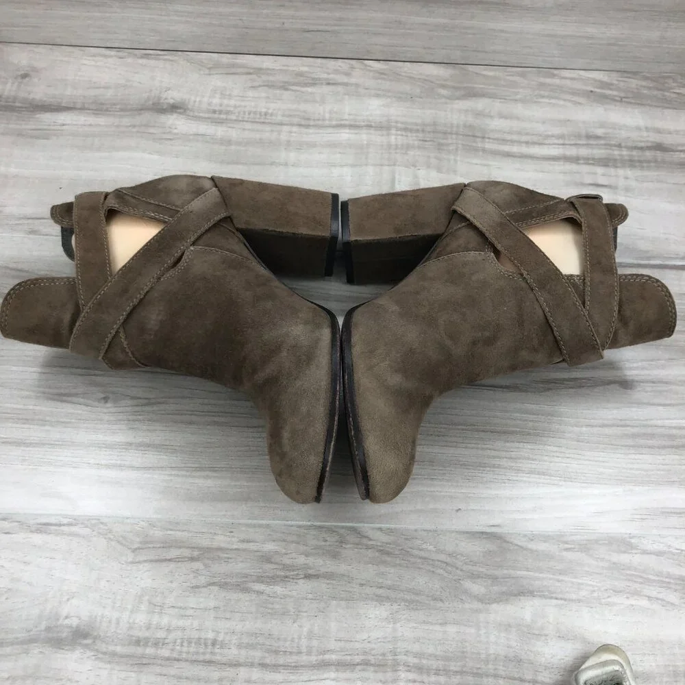 Ash Ankle Boots Women's 37 Famous Brown Suede Buckle Heel Booties